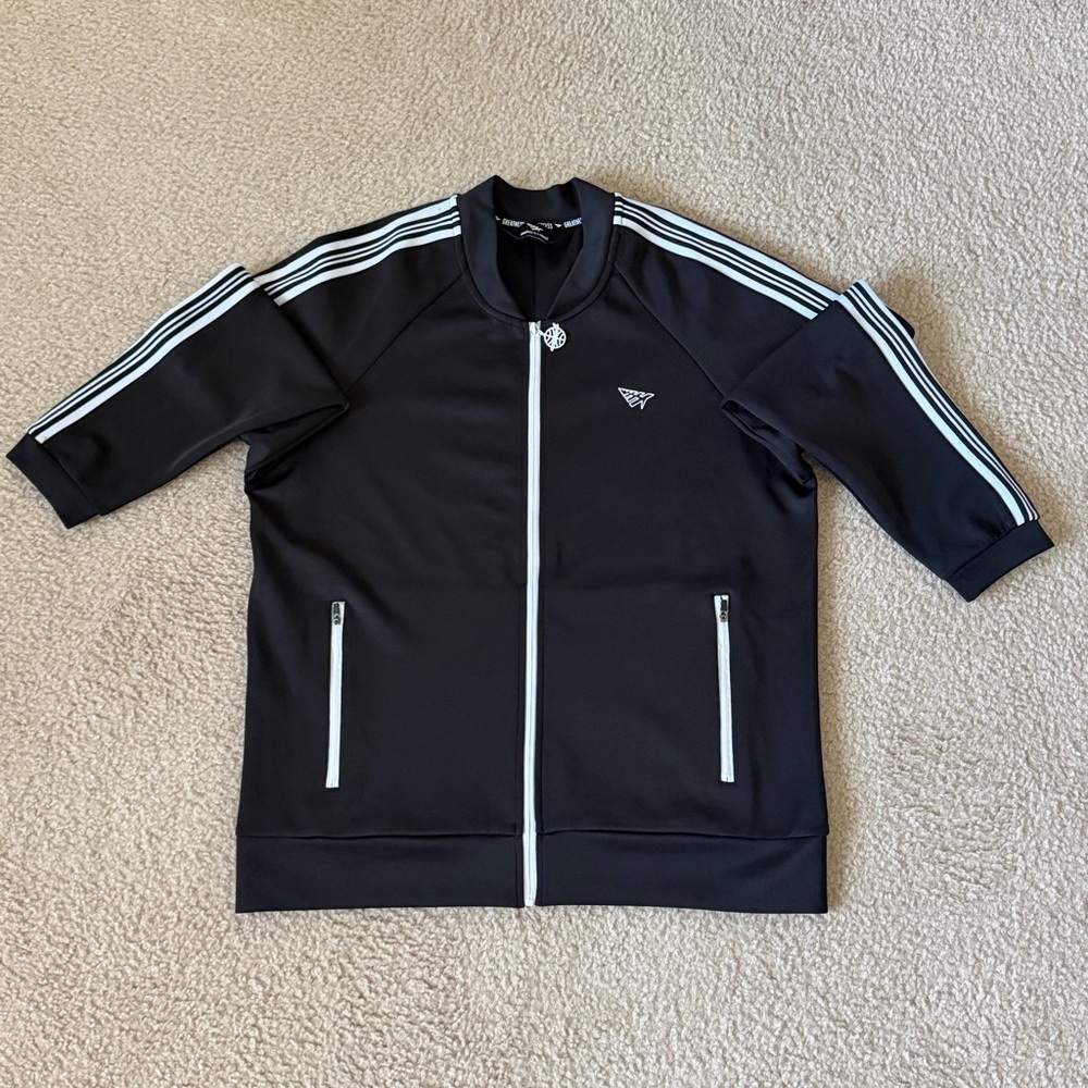 Paper Planes Luxury Athleisure Wear Jacket, XL, Black with White Accent Stripes